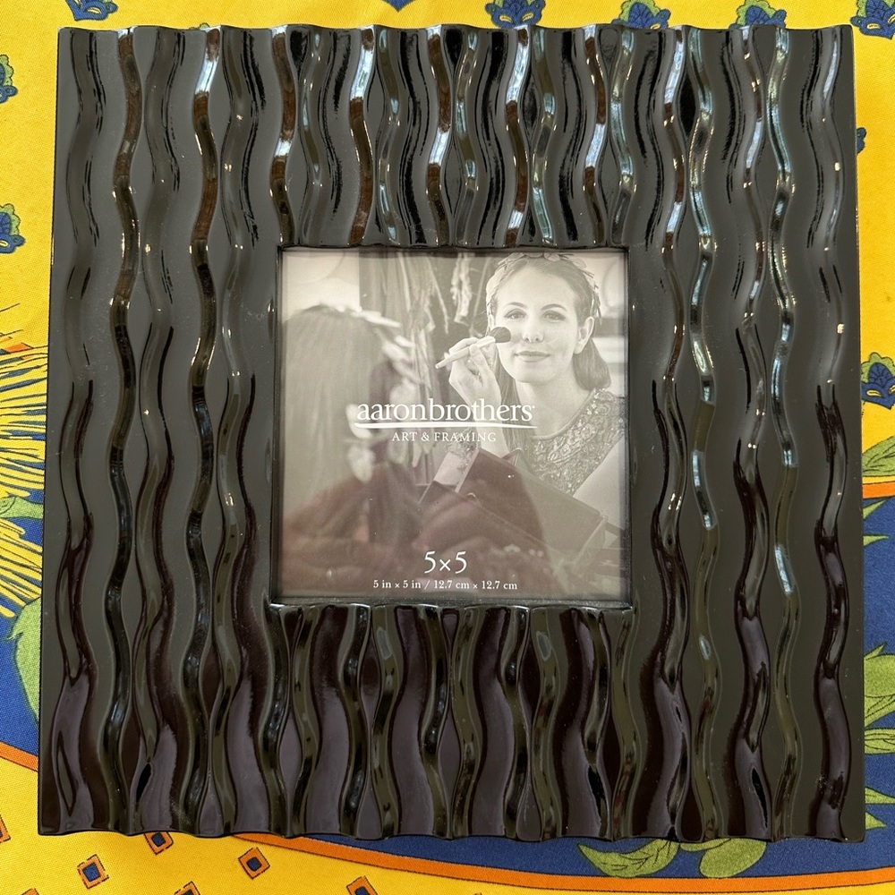 2 Gorgeous Shiny Black Picture Frames for 5”X5” Photos. New.